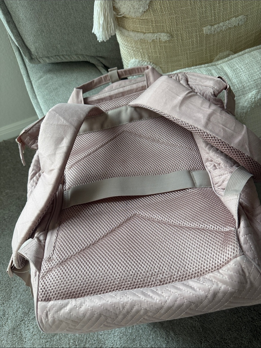 Bagsmart Quilted Light Pink Women's Backpack Tote - Picture 4 of 4